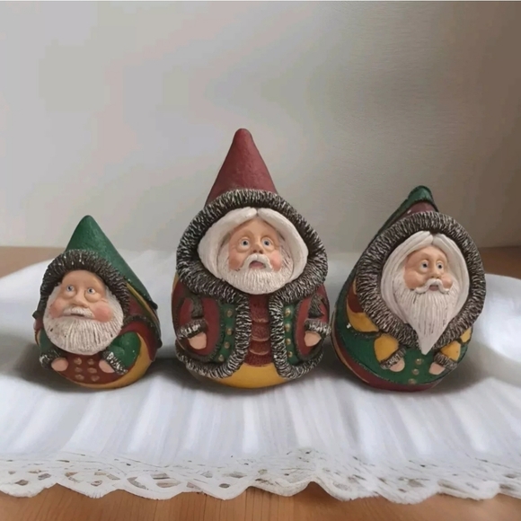Vintage 1993 Pete Apsit Teardrop Santas 3 Piece Set READ DESCRIPTION - Picture 2 of 14